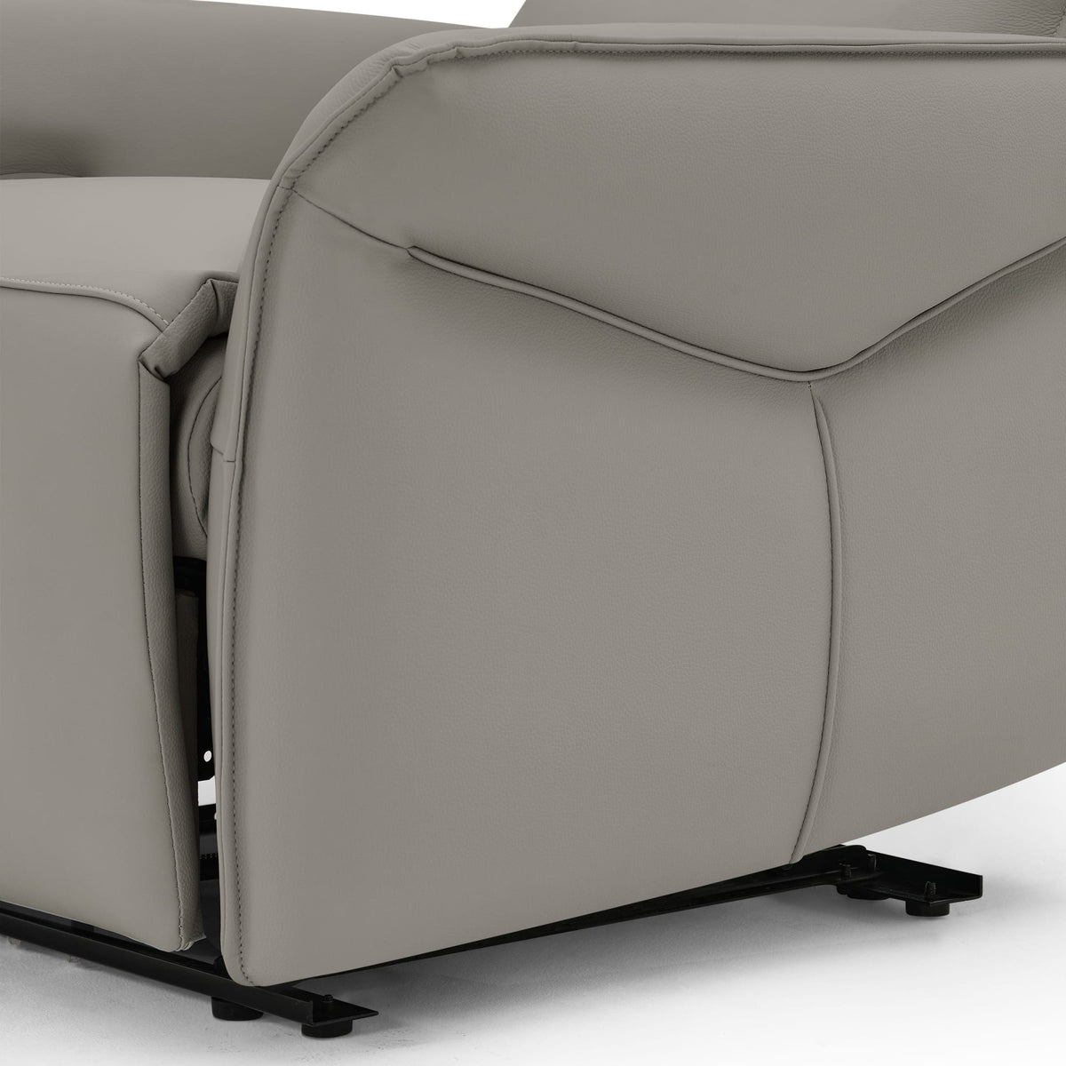 Light Grey Leather Upholstered Electric Recliner Armchair
