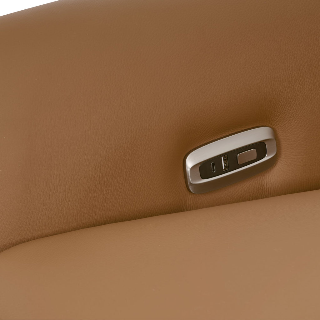 Tan Leather Upholstered Electric Recliner Armchair