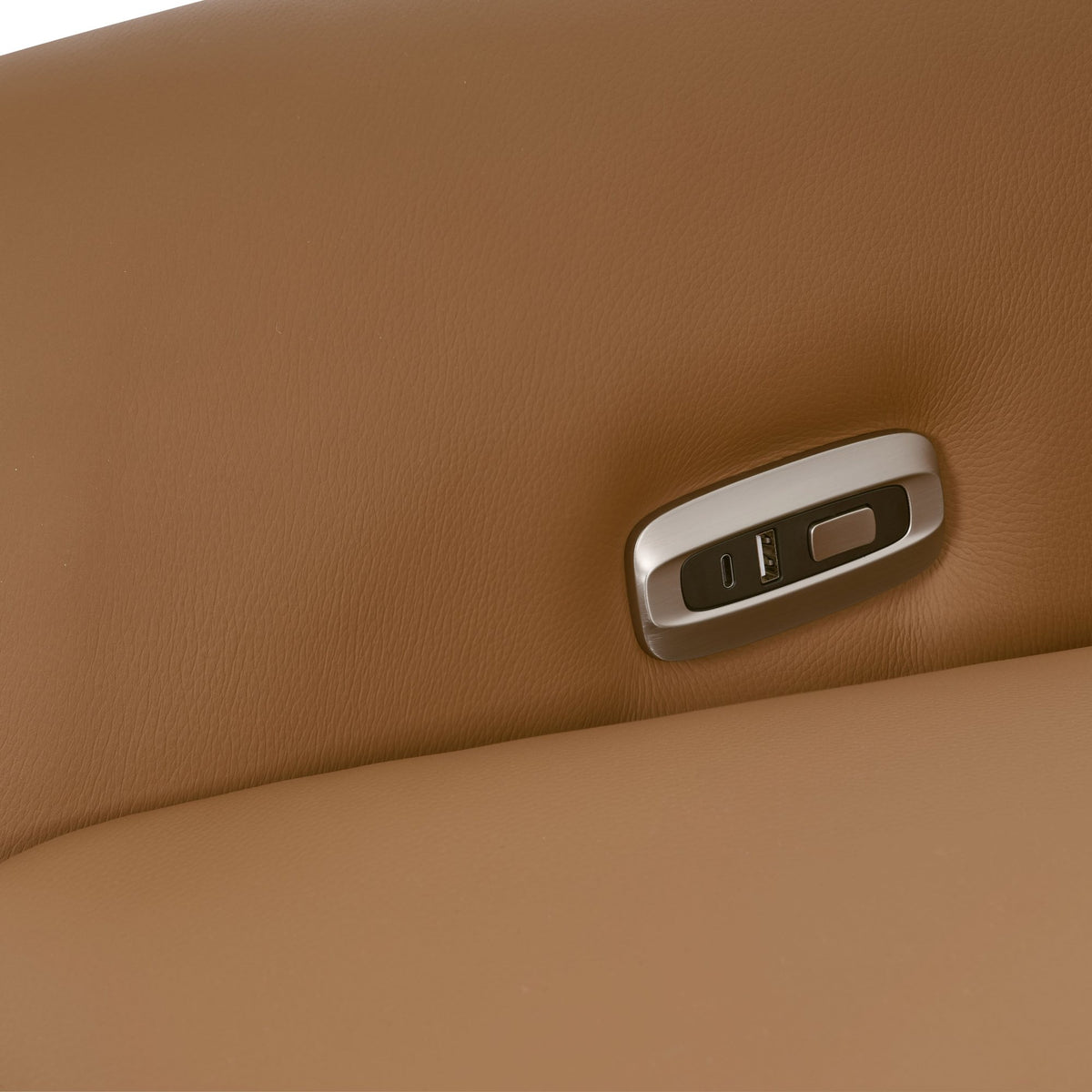 Tan Leather Upholstered Electric Recliner Armchair