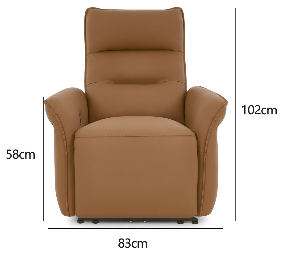 Tan Leather Upholstered Electric Recliner Armchair
