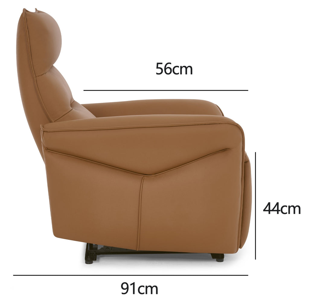 Tan Leather Upholstered Electric Recliner Armchair
