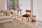 Artisan Goatskin Occasional Chair in Natural Teak with Rounded Frame - Home Furniture Interiors