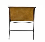 Industrial Brown Leather Curved Lounge Chair with Steel Frame - Home Furniture Interiors
