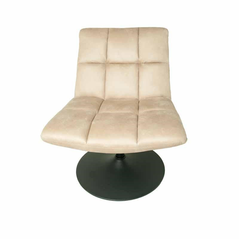 Modern Beige Moleskin Swivel Accent Chair with Dark Grey Steel Base