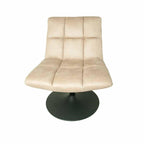 Modern Beige Moleskin Swivel Accent Chair with Dark Grey Steel Base