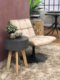 Modern Beige Moleskin Swivel Accent Chair with Dark Grey Steel Base - Home Furniture Interiors