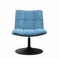 Modern Blue Chenille Swivel Accent Chair with Dark Grey Steel Base
