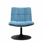 Modern Blue Chenille Swivel Accent Chair with Dark Grey Steel Base