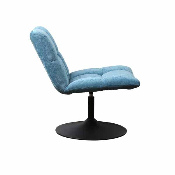 Modern Blue Chenille Swivel Accent Chair with Dark Grey Steel Base - Home Furniture Interiors