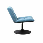 Modern Blue Chenille Swivel Accent Chair with Dark Grey Steel Base - Home Furniture Interiors