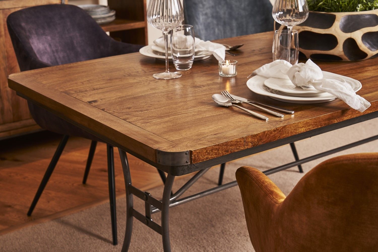 Modern Charcoal Velvet Dining and Occasional Chair with Black Steel Legs - Home Furniture Interiors