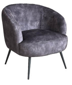 Contemporary Charcoal Velvet Occasional Chair with Curved Backrest - Home Furniture Interiors