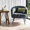 Contemporary Green Velvet Occasional Chair with Curved Backrest