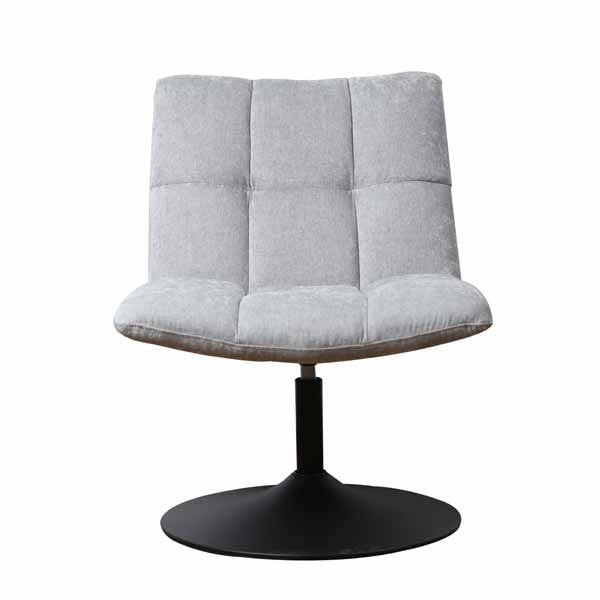 Modern Grey Chenille Swivel Accent Chair with Dark Grey Steel Base