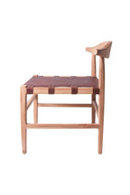 Modern Natural Wood and Brown Leather Accent Chair - Home Furniture Interiors