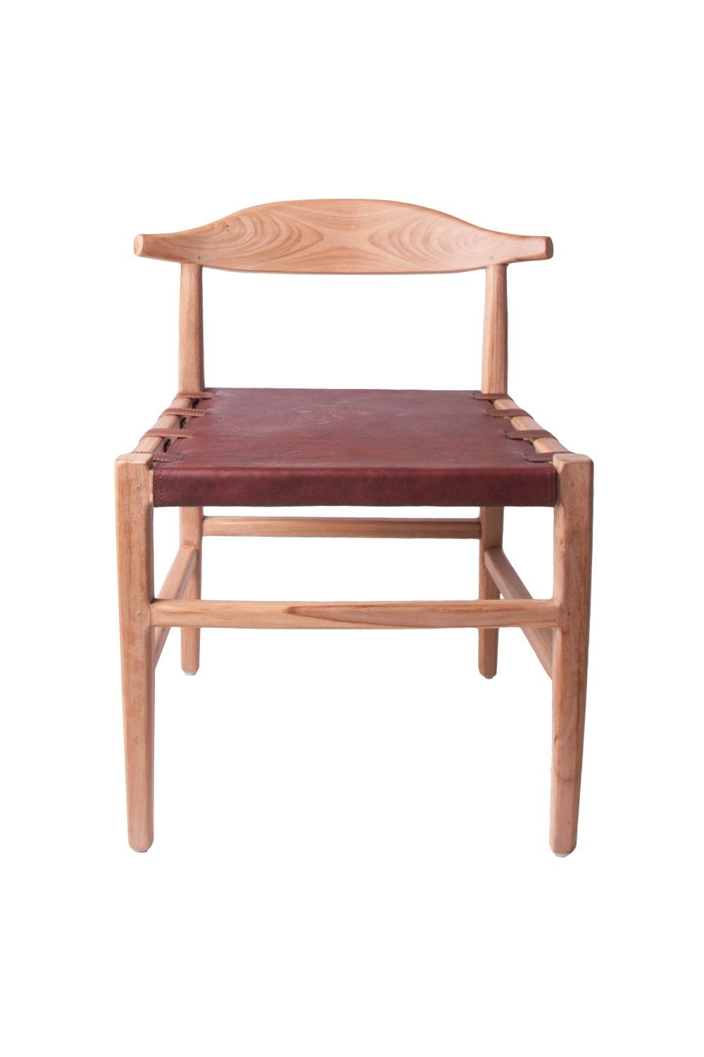 Modern Natural Wood and Brown Leather Accent Chair - Home Furniture Interiors
