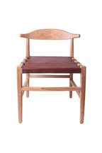 Modern Natural Wood and Brown Leather Accent Chair - Home Furniture Interiors
