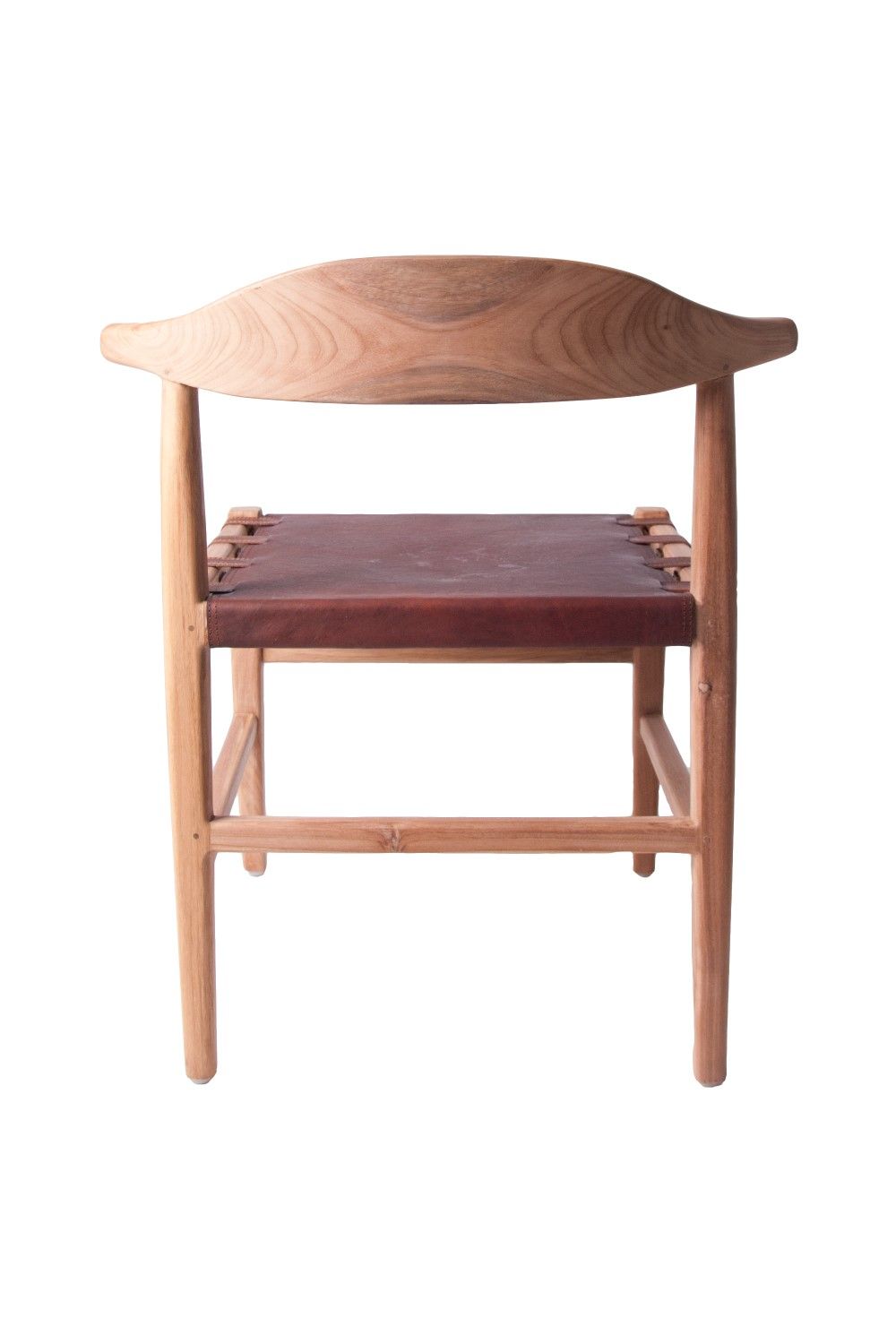 Modern Natural Wood and Brown Leather Accent Chair - Home Furniture Interiors