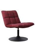 Modern Red Chenille Swivel Accent Chair with Dark Grey Steel Base