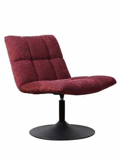 Modern Red Chenille Swivel Accent Chair with Dark Grey Steel Base