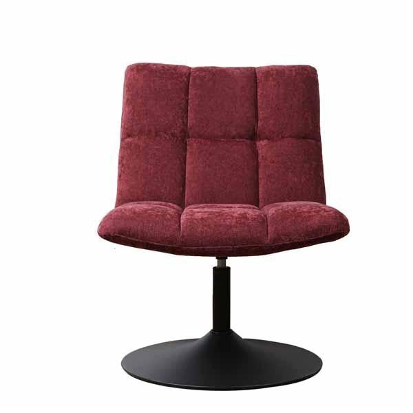 Modern Red Chenille Swivel Accent Chair with Dark Grey Steel Base - Home Furniture Interiors
