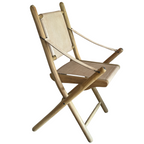 Natural Wood and Leather Folding Campaign Chair with Arm Supports - Home Furniture Interiors