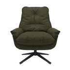 Green Plush Cushioning Twill Easy Armchair with Black Swivel Base - Home Furniture Interiors