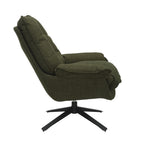 Green Plush Cushioning Twill Easy Armchair with Black Swivel Base - Home Furniture Interiors