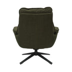 Green Plush Cushioning Twill Easy Armchair with Black Swivel Base - Home Furniture Interiors