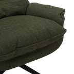 Green Plush Cushioning Twill Easy Armchair with Black Swivel Base - Home Furniture Interiors