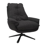 Grey Plush Cushioning Twill Easy Armchair with Black Swivel Base