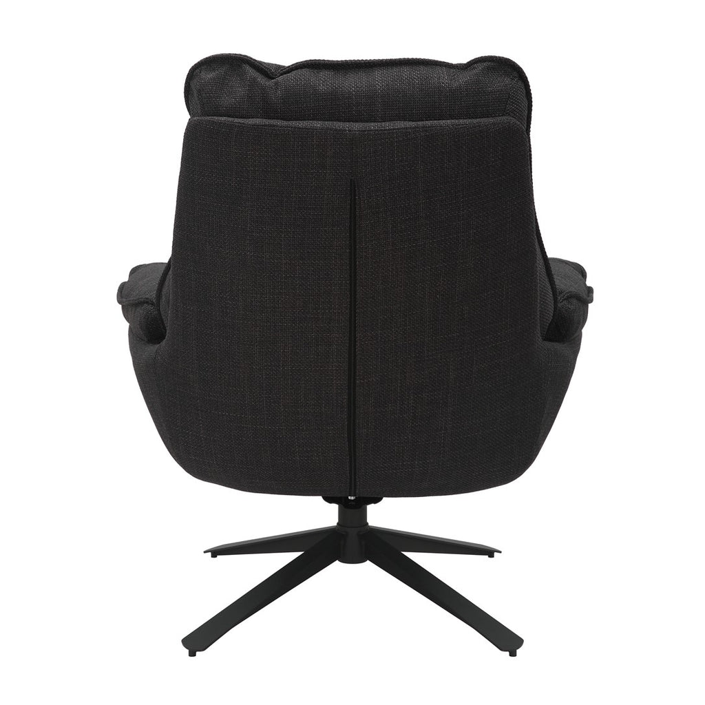 Grey Plush Cushioning Twill Easy Armchair with Black Swivel Base - Home Furniture Interiors