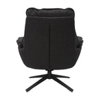 Grey Plush Cushioning Twill Easy Armchair with Black Swivel Base - Home Furniture Interiors