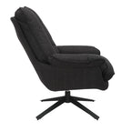 Grey Plush Cushioning Twill Easy Armchair with Black Swivel Base - Home Furniture Interiors