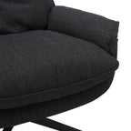 Grey Plush Cushioning Twill Easy Armchair with Black Swivel Base - Home Furniture Interiors