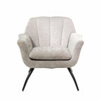 Modern Chenille Upholstered Grey Cocktail Armchair with Curved Backrest