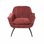 Modern Chenille Upholstered Red Cocktail Armchair with Curved Backrest - Home Furniture Interiors