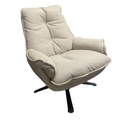 Oatmeal Plush Cushioning Twill Easy Armchair with Black Swivel Base