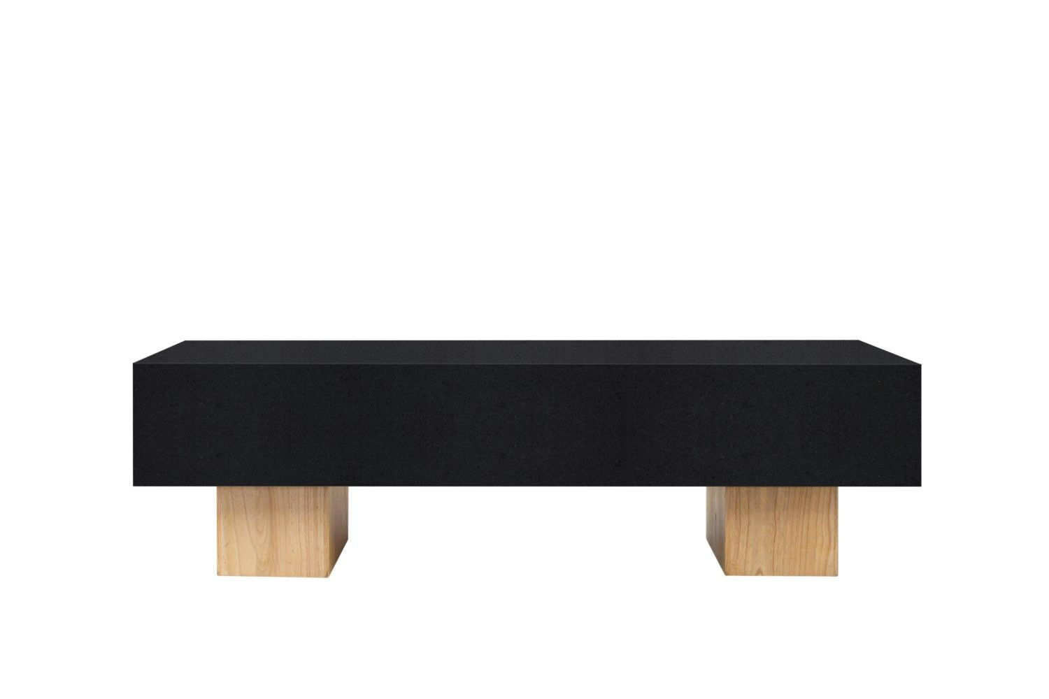 Dark Steel Polymer Concrete Bench with Mindi Wood Base - Home Furniture Interiors