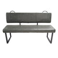 Dark Green Vegan Leather Dining Bench with Padded Backrest