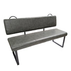 Dark Green Vegan Leather Dining Bench with Padded Backrest - Home Furniture Interiors
