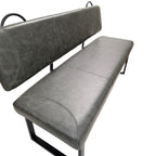 Dark Green Vegan Leather Dining Bench with Padded Backrest - Home Furniture Interiors