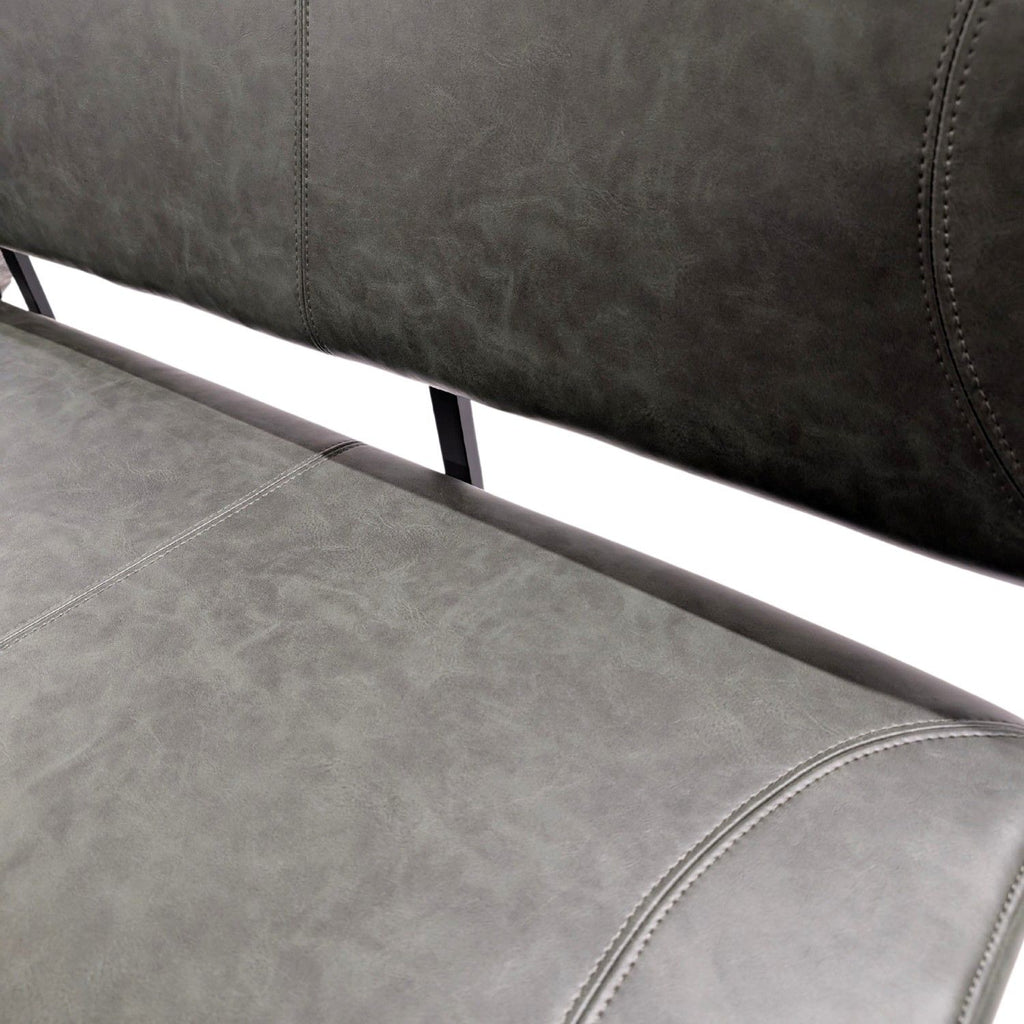 Dark Green Vegan Leather Dining Bench with Padded Backrest - Home Furniture Interiors