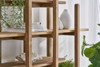 Modern Solid Wood Medium Bookcase with Sculpted Open Display Shelves - Home Furniture Interiors