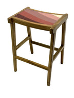 Artisan Natural Wood Counter Stool with Pink Resin Seat - Home Furniture Interiors