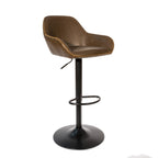 Contemporary Brown PU Leather Gas Lift Swivel Barstool with Steel Base
