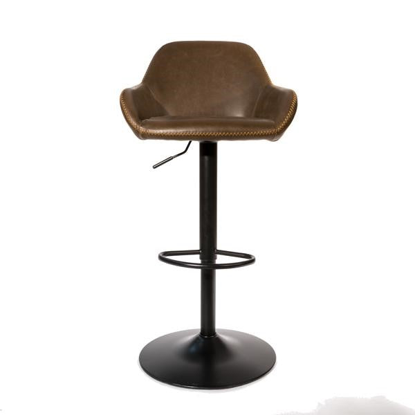 Contemporary Brown PU Leather Gas Lift Swivel Barstool with Steel Base - Home Furniture Interiors