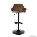 Contemporary Brown PU Leather Gas Lift Swivel Barstool with Steel Base - Home Furniture Interiors