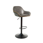 Contemporary Grey PU Leather Gas Lift Swivel Barstool with Steel Base