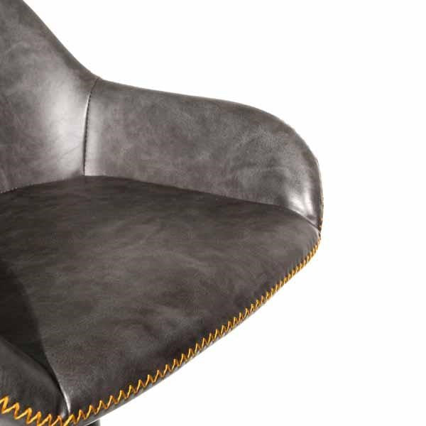 Contemporary Grey PU Leather Gas Lift Swivel Barstool with Steel Base - Home Furniture Interiors